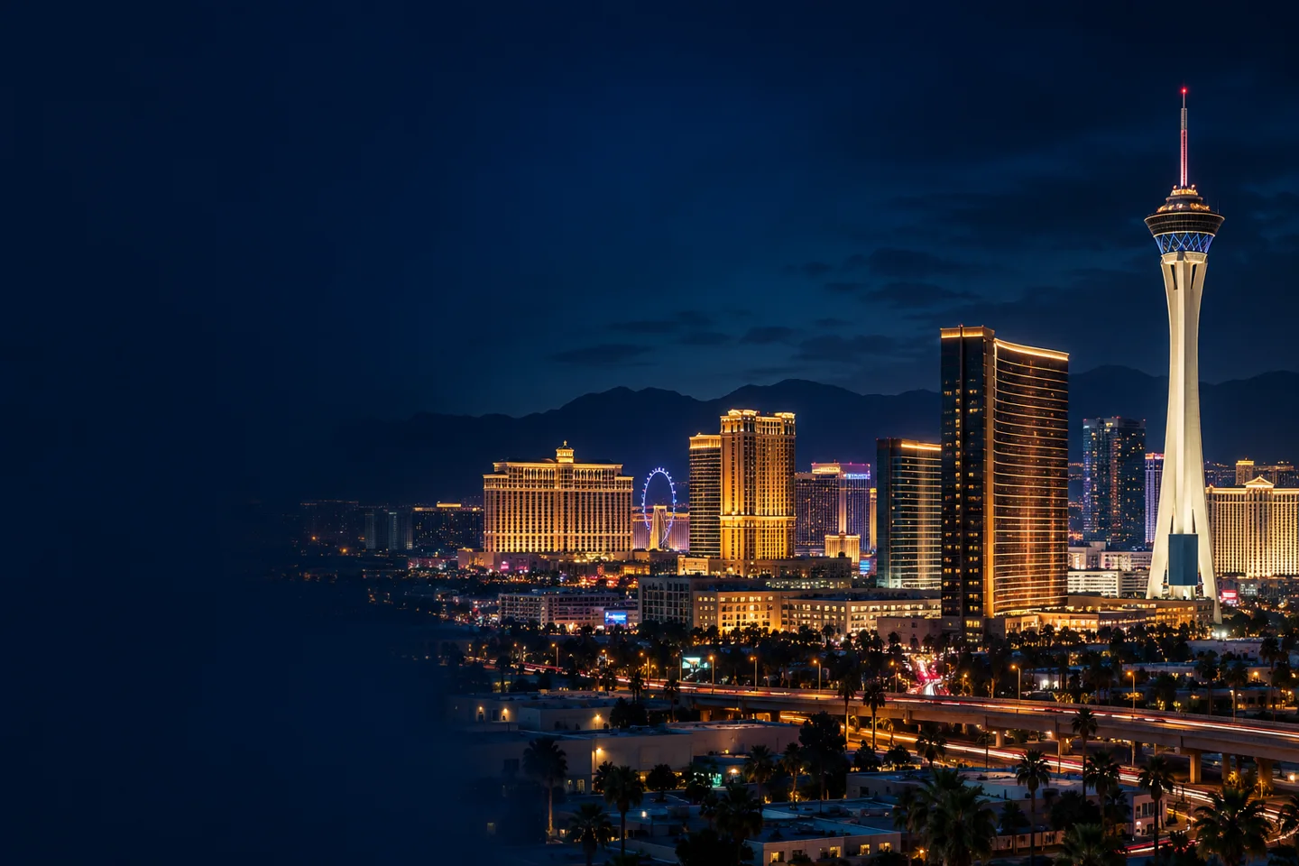 Illustration of the Las Vegas skyline at dusk