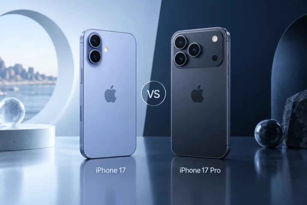 Original editorial illustration: iPhone 17 vs iPhone 17 Pro