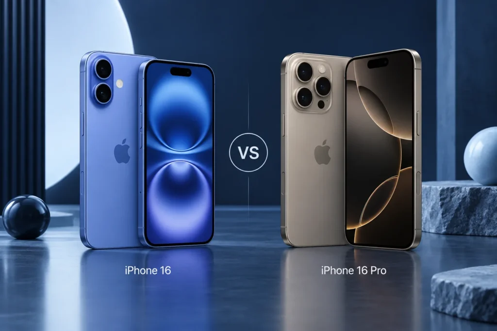 Original editorial illustration: iPhone 16 vs iPhone 16 Pro