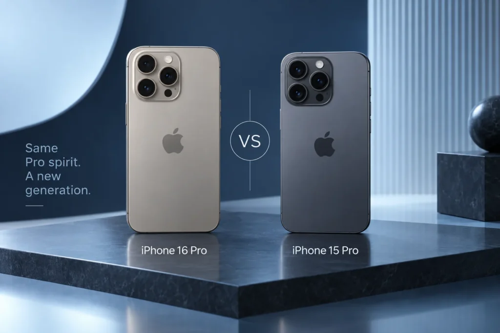 Original editorial illustration: iPhone 16 Pro vs iPhone 15 Pro
