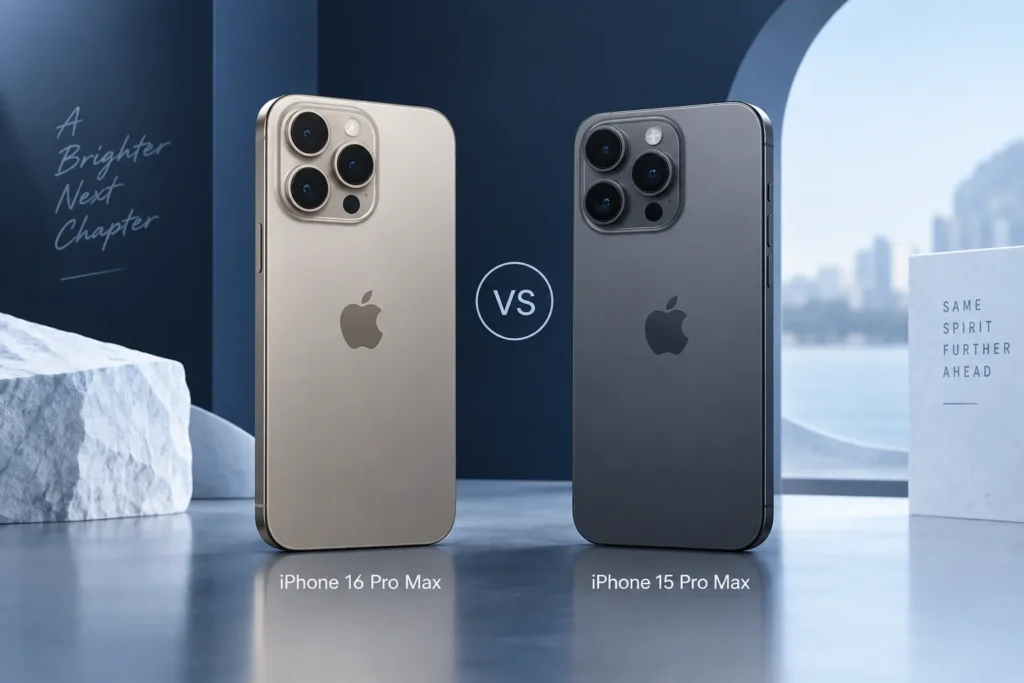 Original editorial illustration: iPhone 16 Pro Max vs iPhone 15 Pro Max