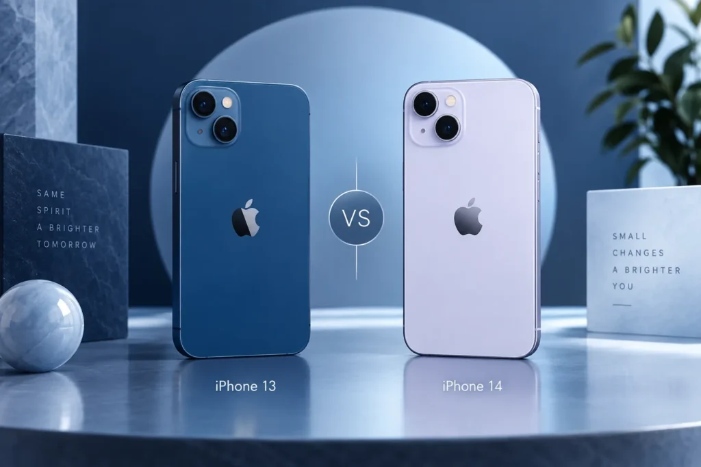 Original editorial illustration: iPhone 13 vs iPhone 14