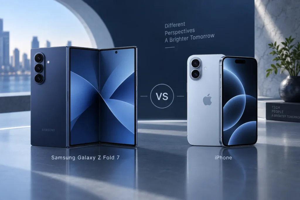 Original editorial illustration: Galaxy Z Fold7 vs iPhone 17 Pro Max