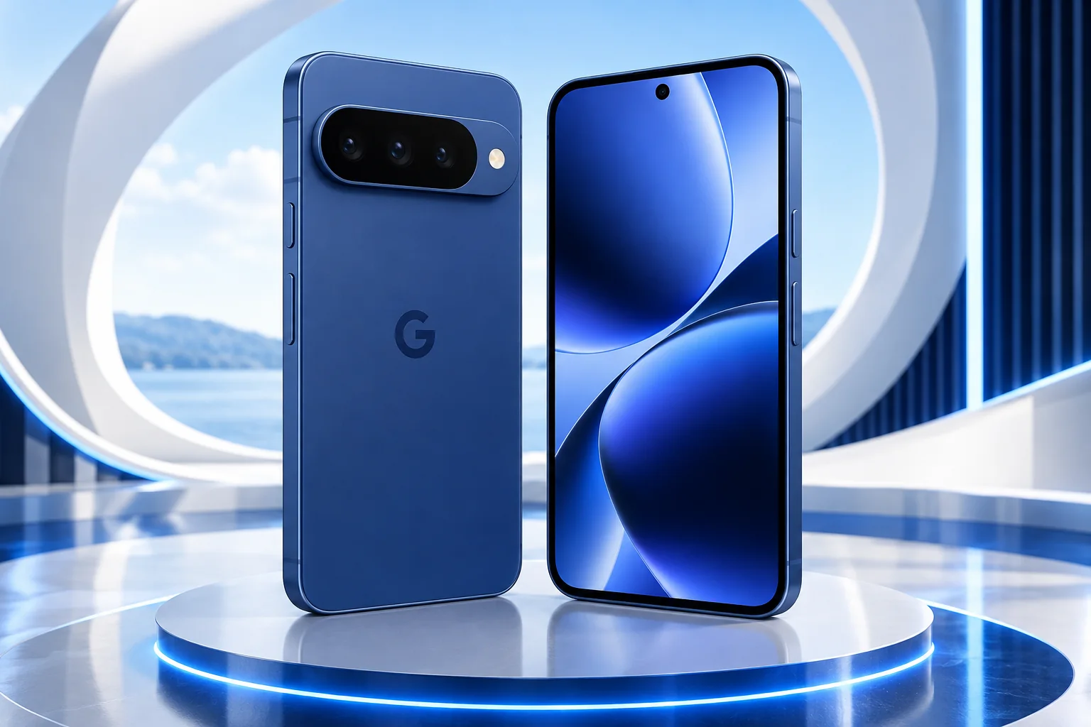 Original indigo Pixel 10 front and rear illustration
