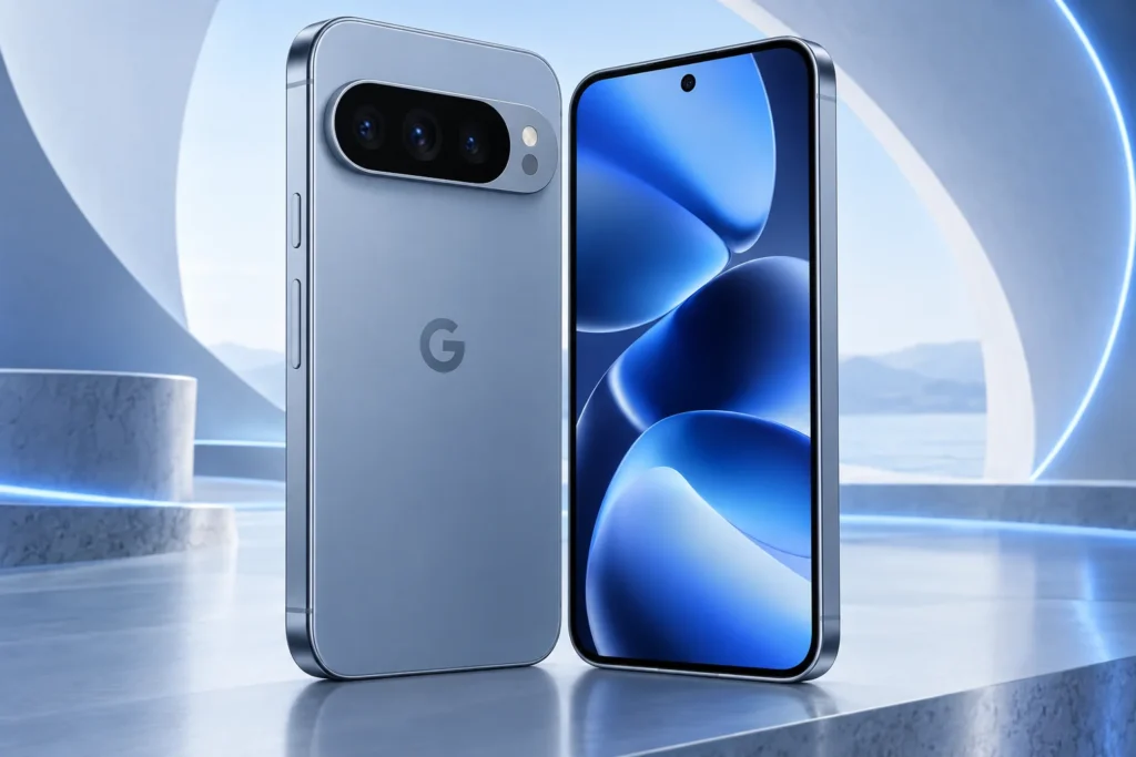Original moonstone Pixel 10 Pro illustration showing its horizontal camera bar